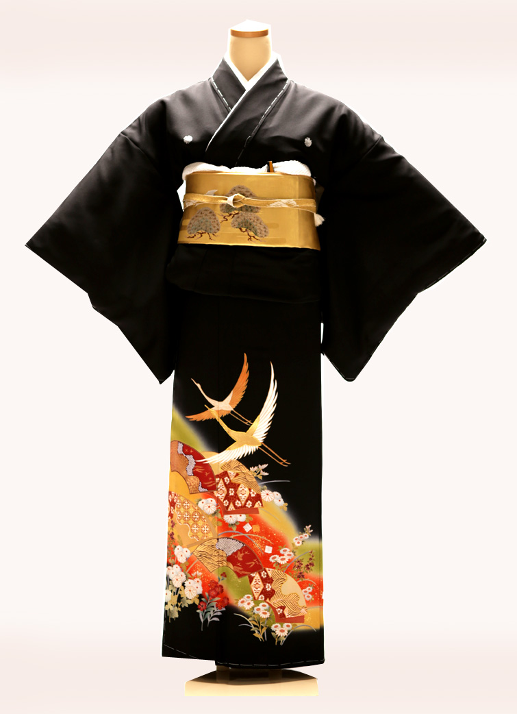 飛鶴に扇面　（M）