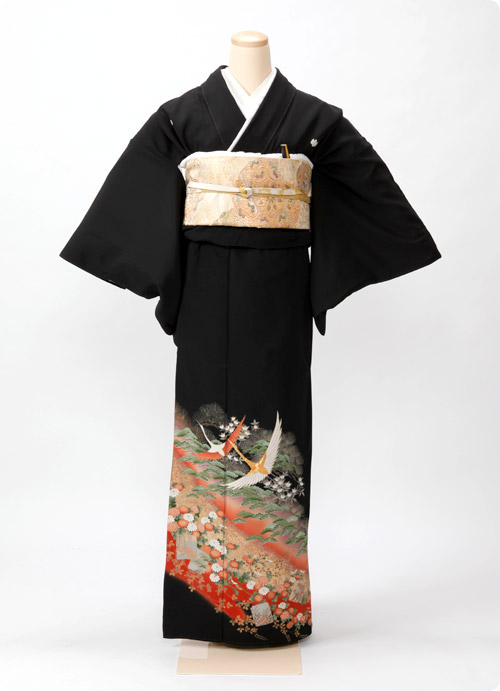 松菊花に飛翔鶴　（M）